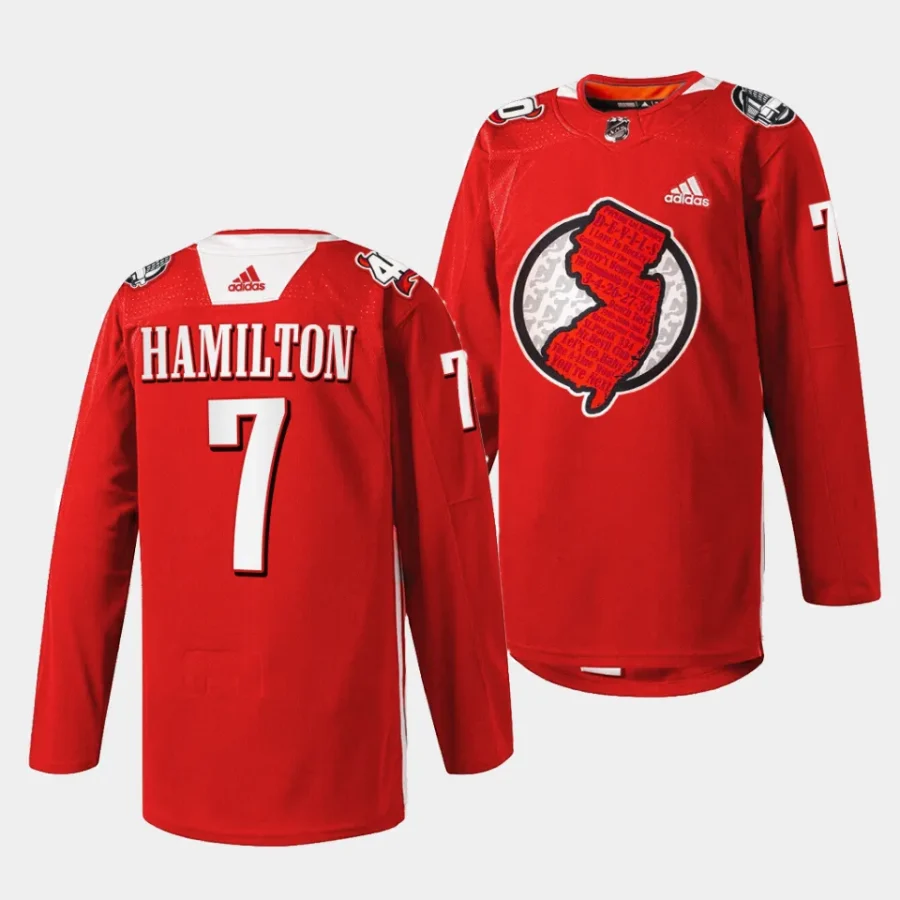 dougie hamilton devils red 2023 fan appreciation warm up jersey