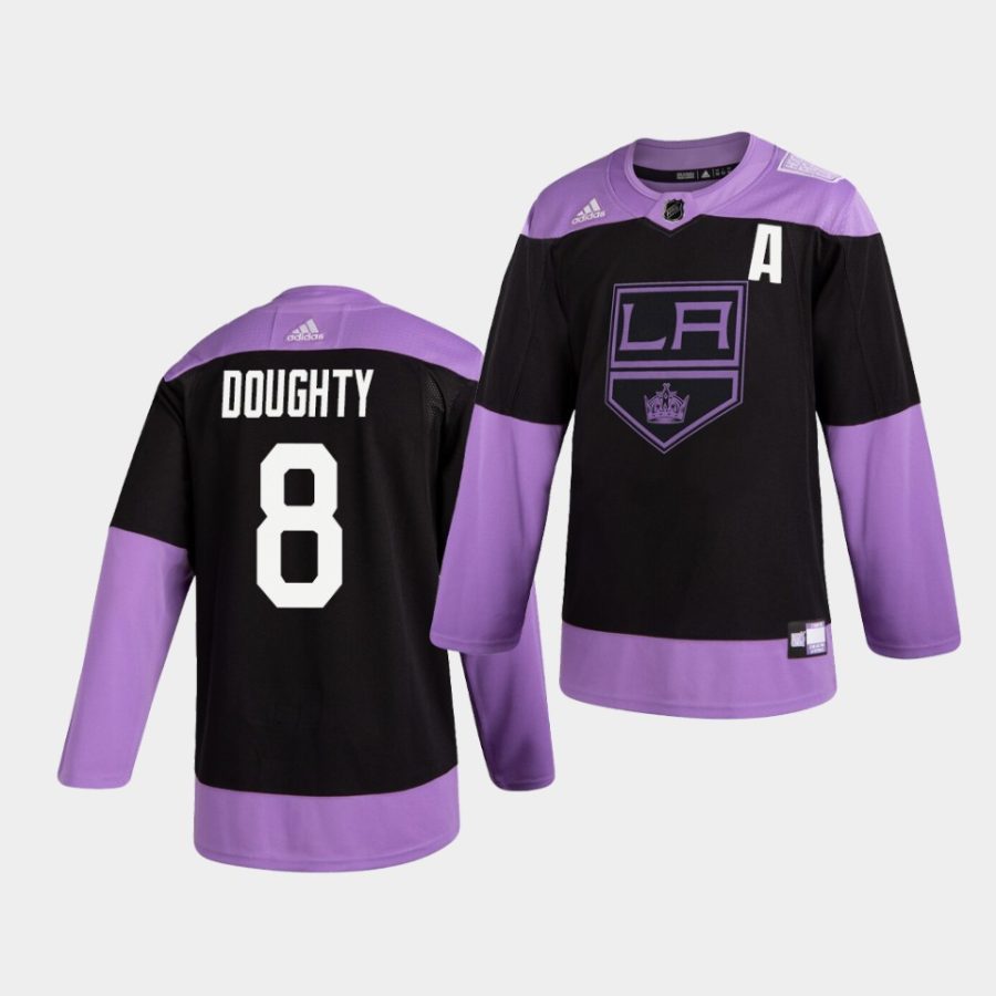 drew doughty kings black hockey fights cancer practice jersey