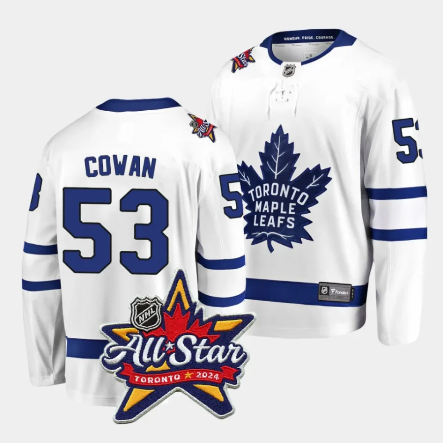 easton cowan maple leafs white 2024 nhl all star patch away jersey