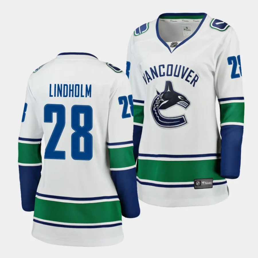 elias lindholm canucks white away women jerseys