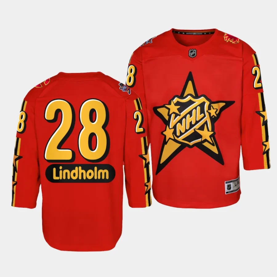 elias lindholm flames 2024 nhl all star game youth redpremier jersey