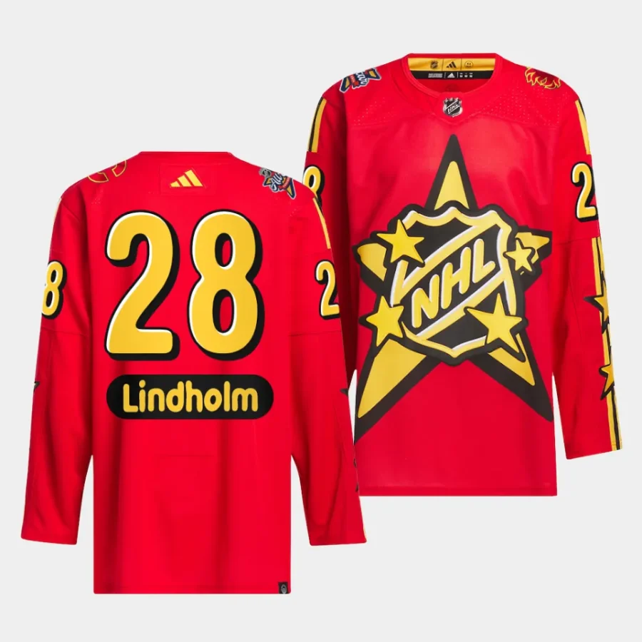 elias lindholm flames red 2024 nhl all star game drew house primegreen authenticjersey