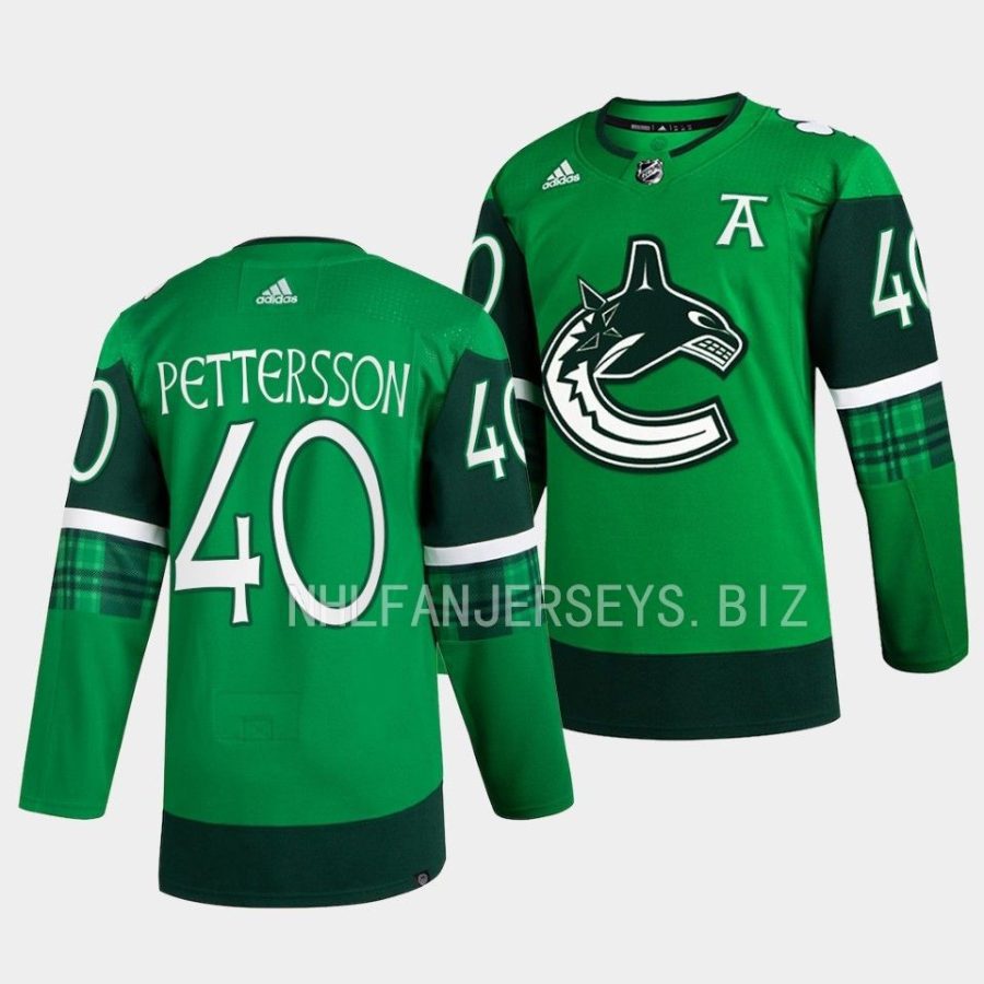 elias pettersson canucks green 2023 st. patricks day primegreen authentic jersey