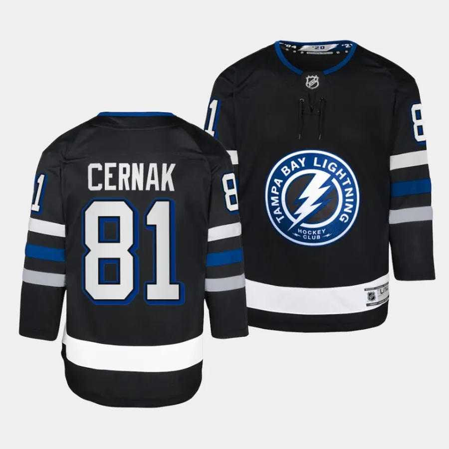 erik cernak lightning 2023 24alternate youth blackpremier player jersey