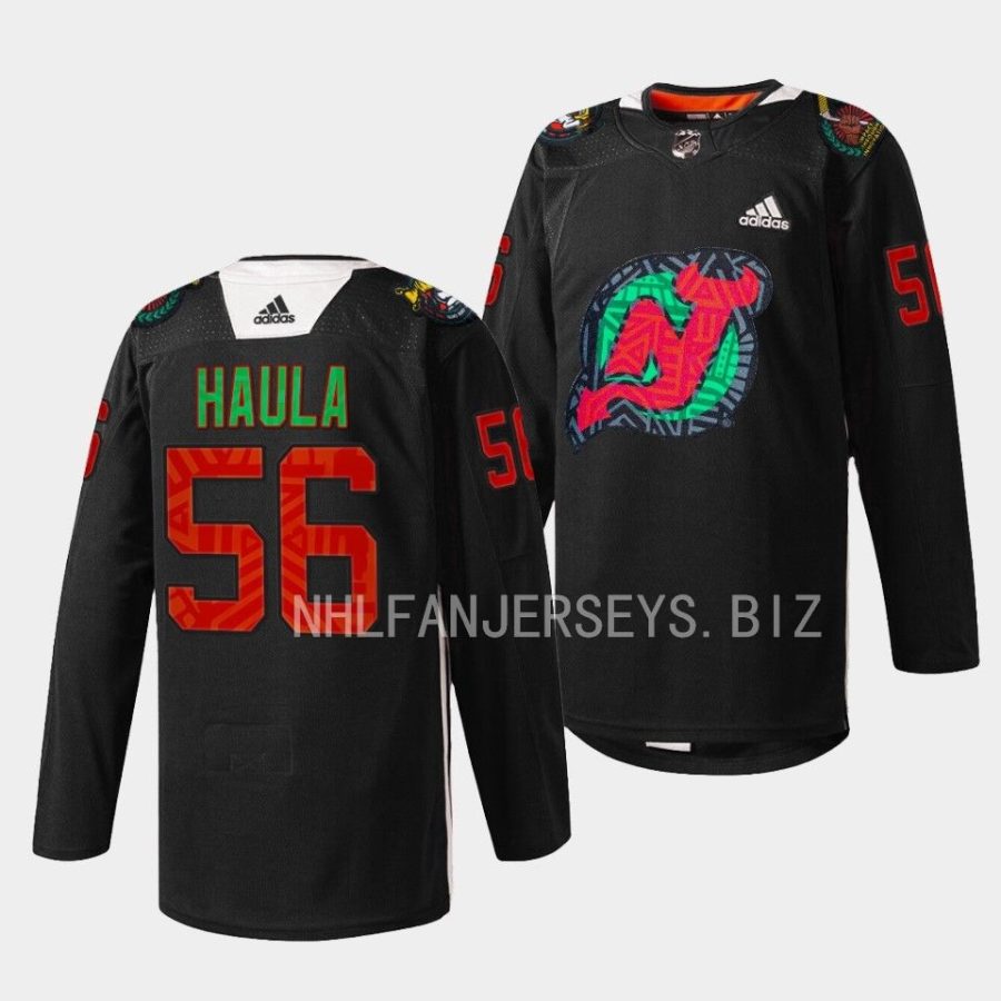 erik haula devils black 2023black history celebration warm up jersey