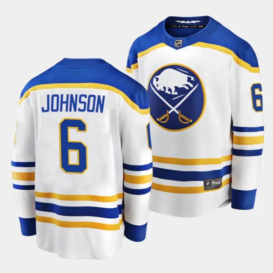 erik johnson sabres white away breakaway player jersey