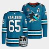 erik karlsson sharks teal wilson 24 patch authentic pro jersey