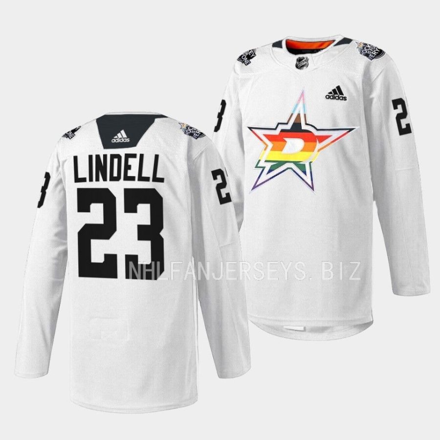 esa lindell stars warm up 2023 pride night white jersey