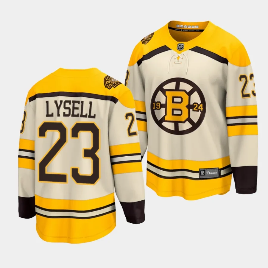 fabian lysell bruins cream 2023 24100th anniversary premier jersey