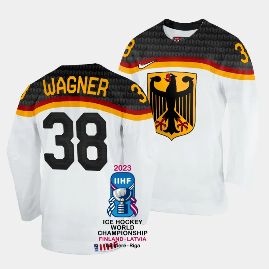 fabio wagner germany 2023 iihf world championship home white jersey