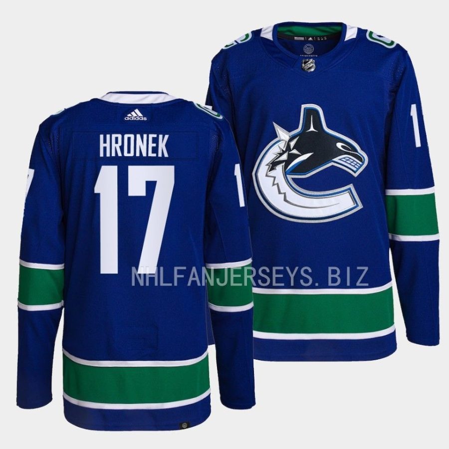 filip hronek canucks blue 2022 23authentic primegreen home jersey