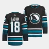 filip zadina sharks black 2023 24cali fin 3rd alternate authentic pro jersey