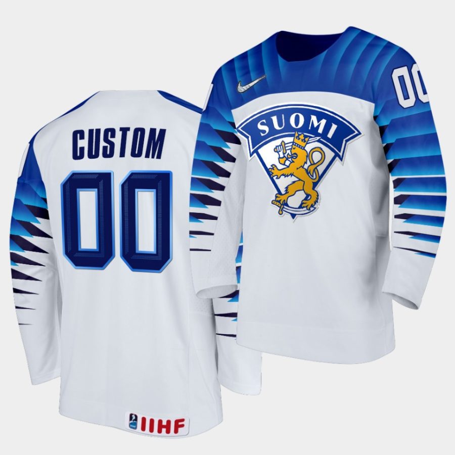 finland custom 2021 iihf world championship white home jersey