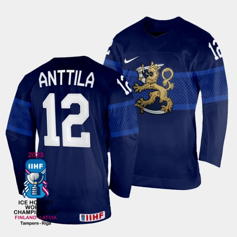 finland marko anttila 2023 iihf world championship navy away jersey