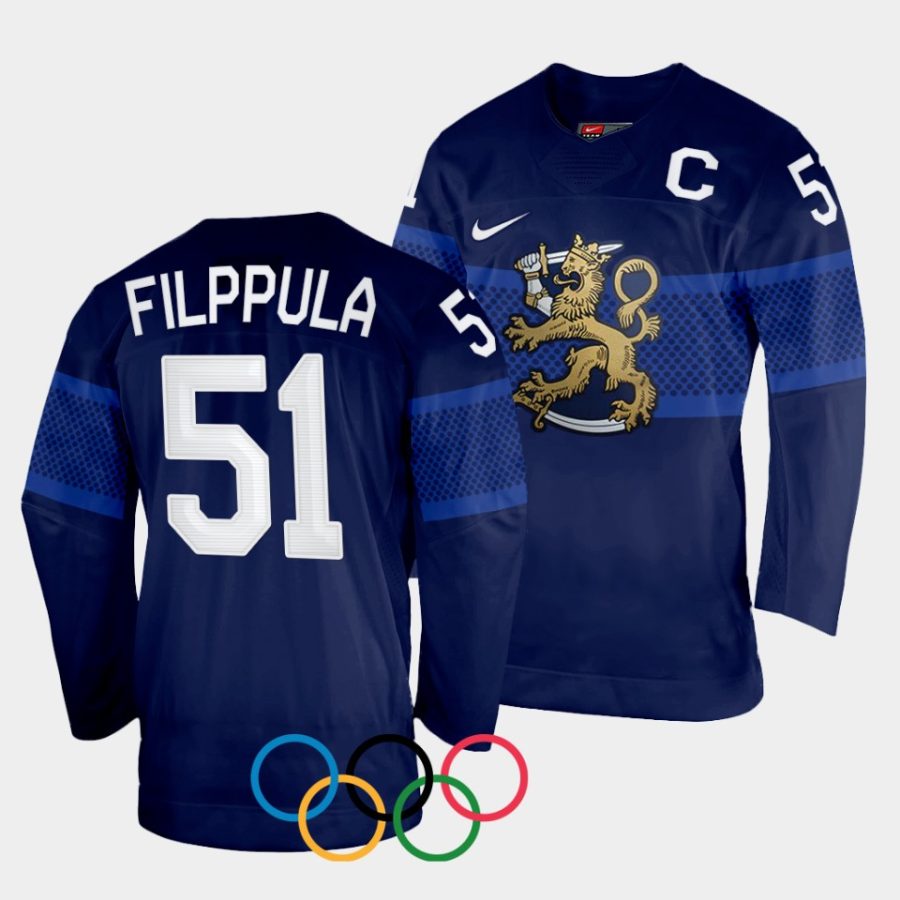 finland valtteri filppula 2022 winter olympics champions gold winner navy jersey