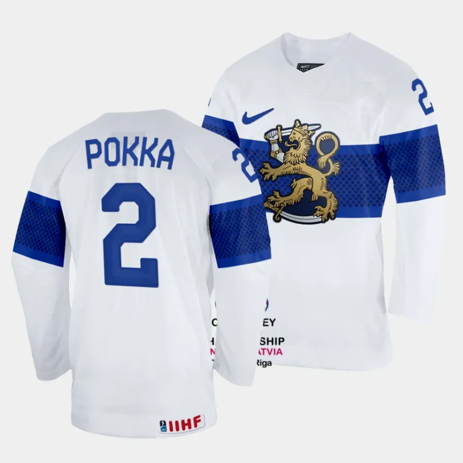 finland ville pokka 2023 iihf world championship white home jersey