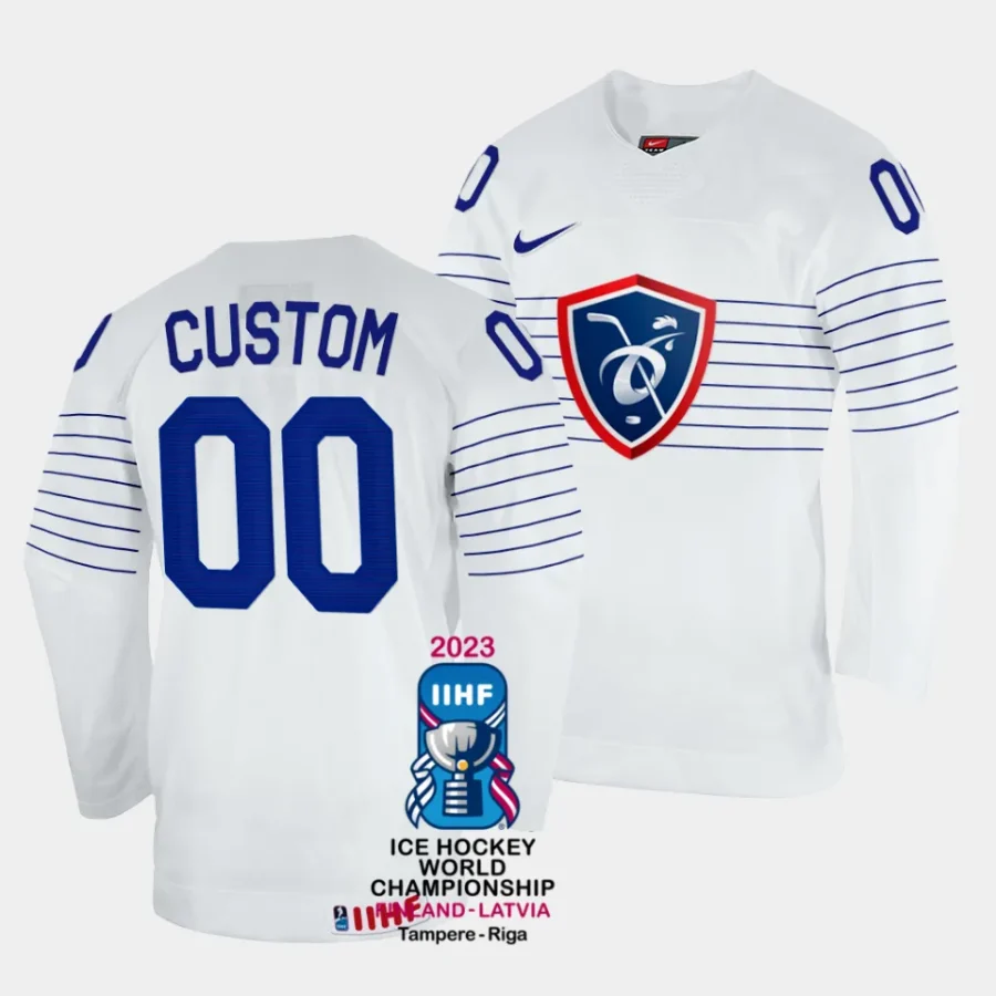 france custom 2023 iihf world championship white home jersey