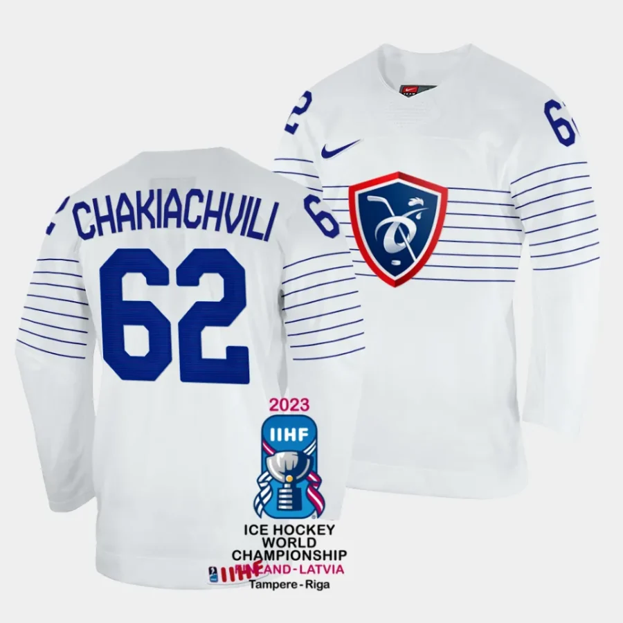 france florian chakiachvili 2023 iihf world championship white home jersey