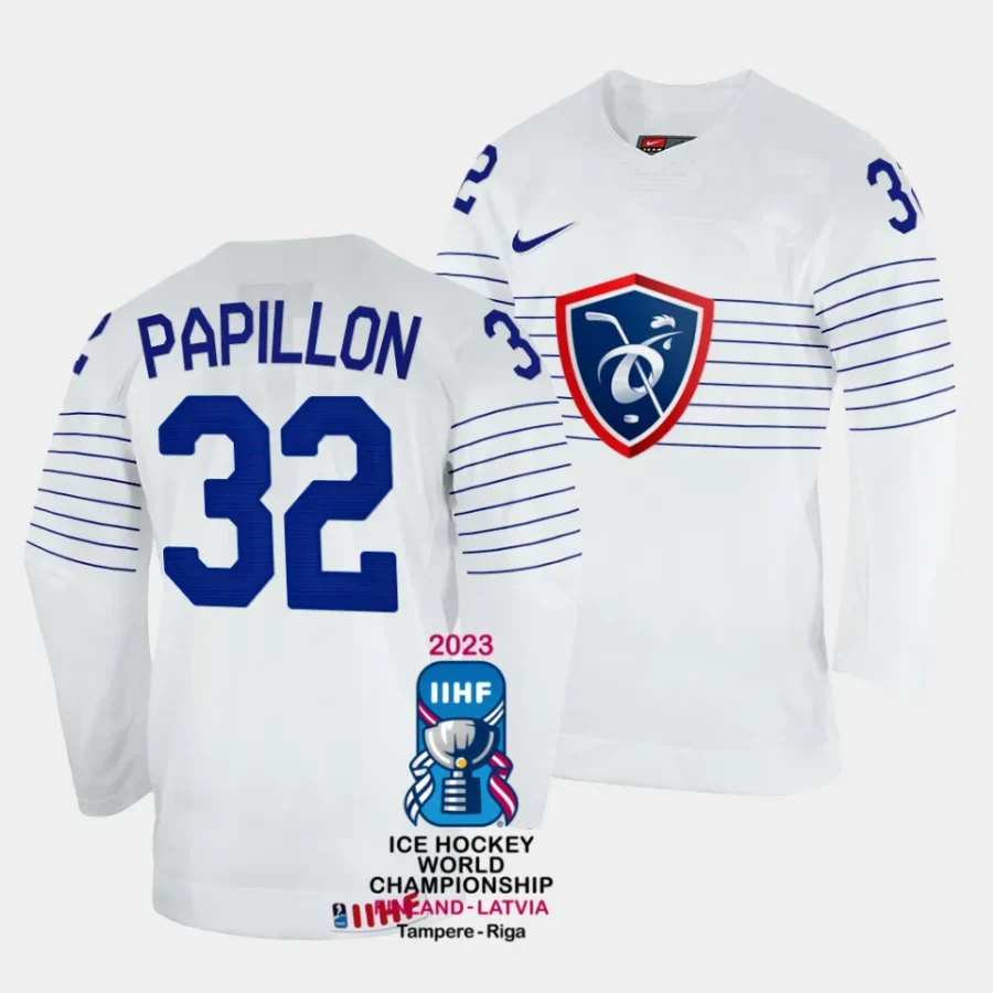 france quentin papillon 2023 iihf world championship white home jersey