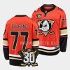 frank vatrano ducks orange 2023 2430th anniversary home jersey