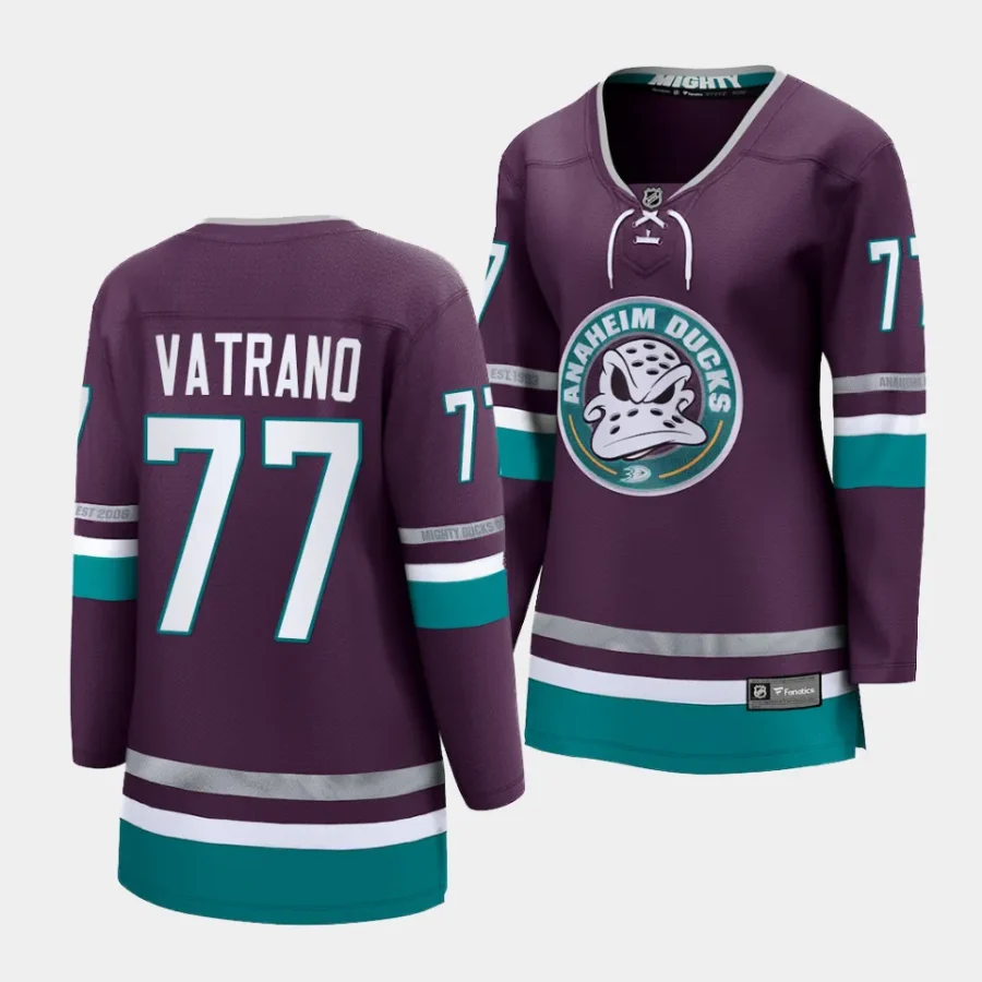 frank vatrano ducks purple 2023 2430th anniversary premier womenjersey