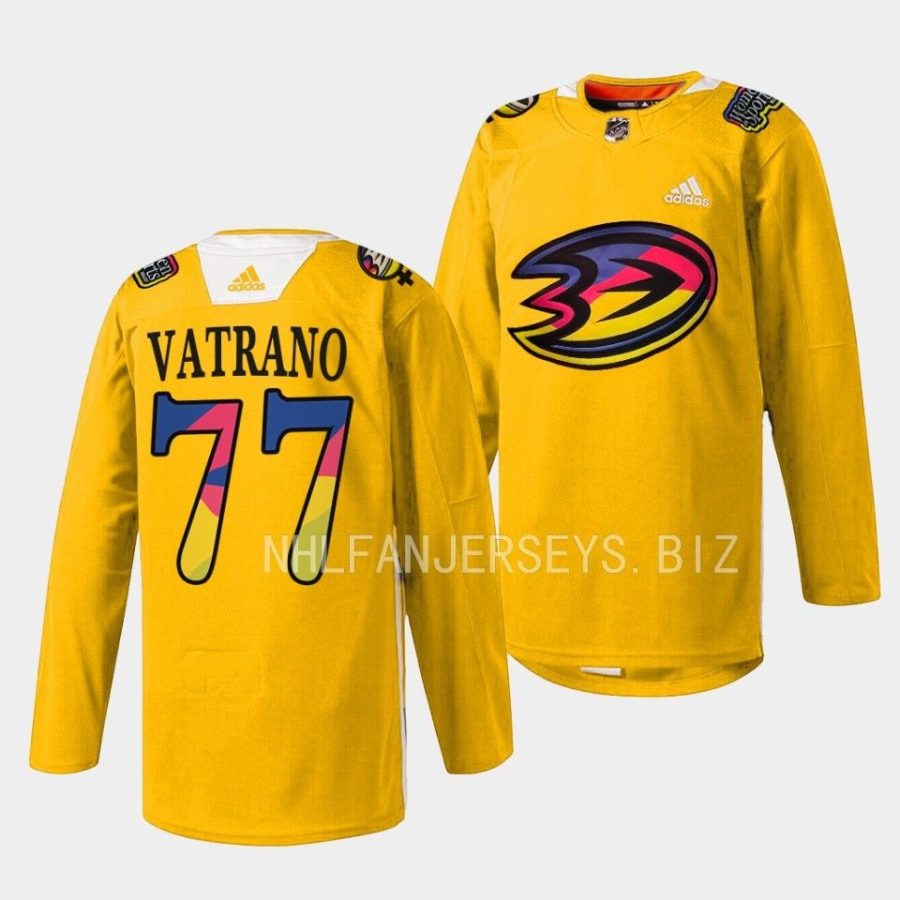 frank vatrano ducks yellow 2023women in sports night warmup jersey