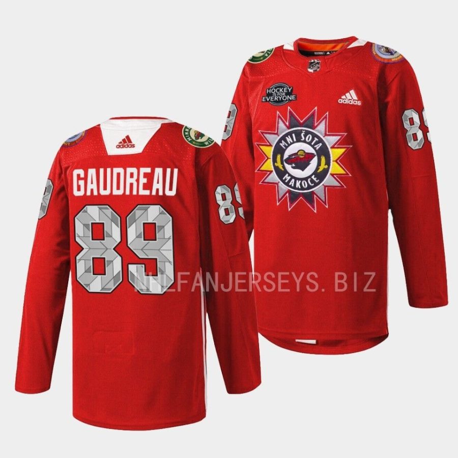 frederick gaudreau wild red 2022native american heritage warmup jersey