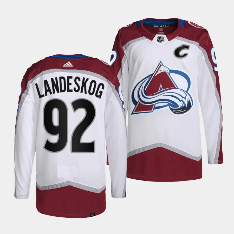 gabriel landeskog avalanche white away primegreen authentic projersey