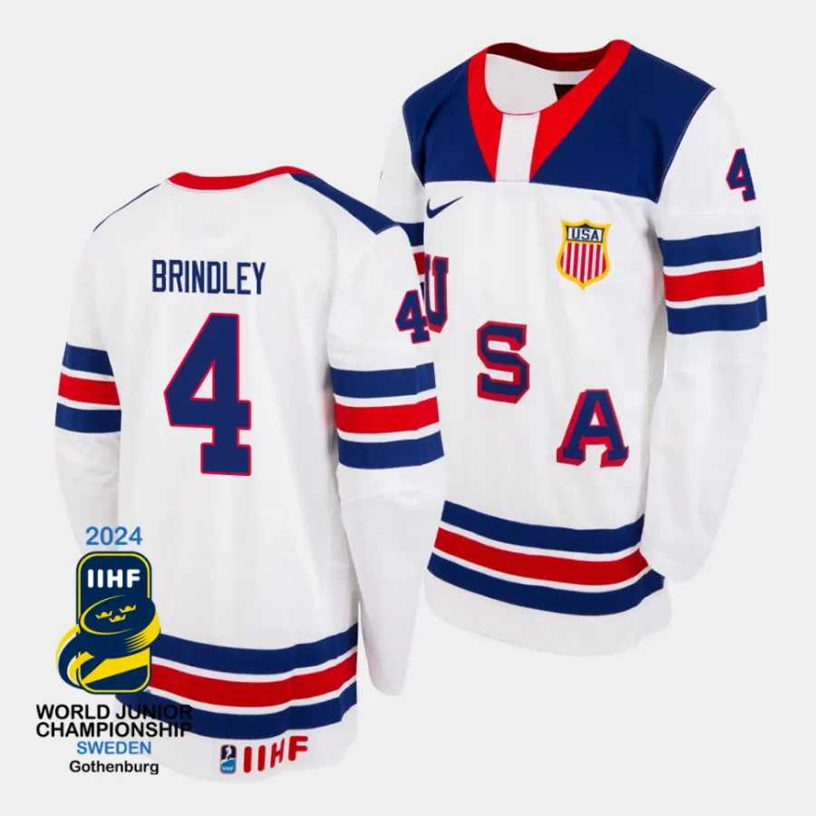 gavin brindley usa 2024 iihf world junior champions white jersey