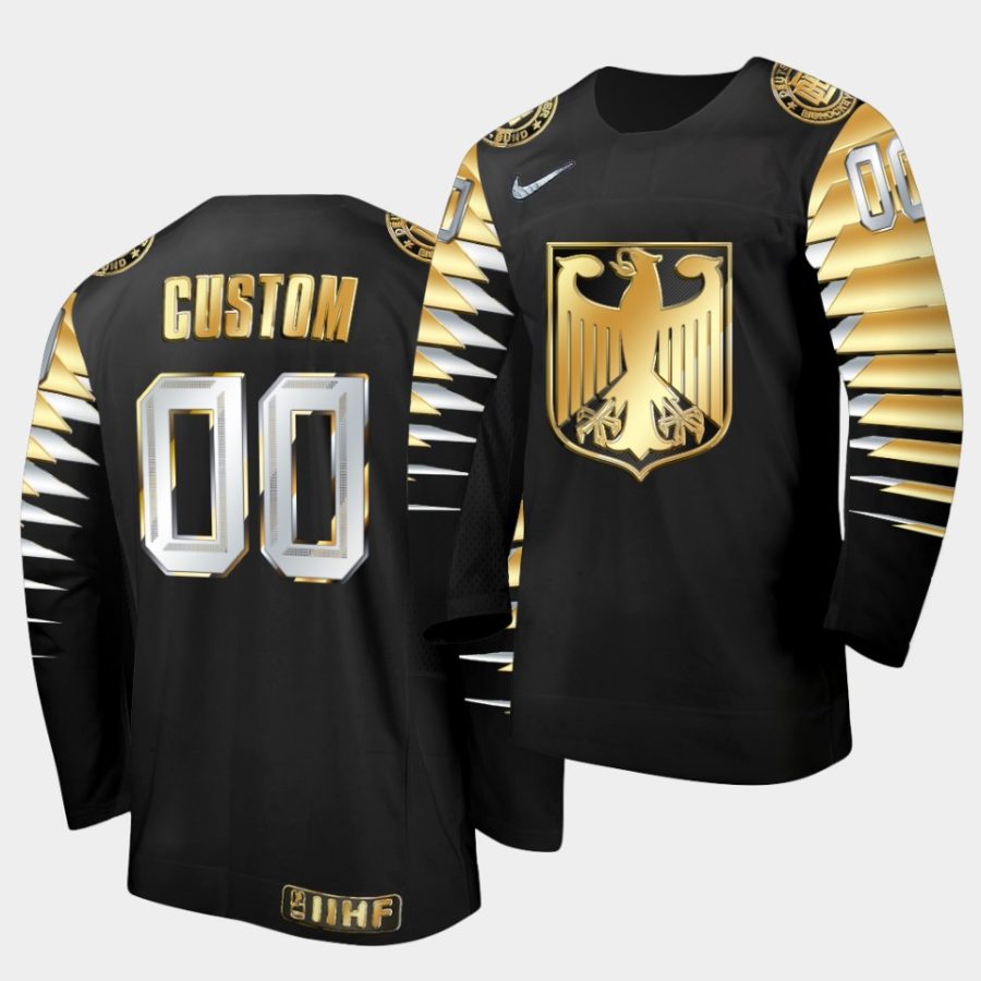 germany 2021 iihf world junior championship custom black golden limited edition jersey