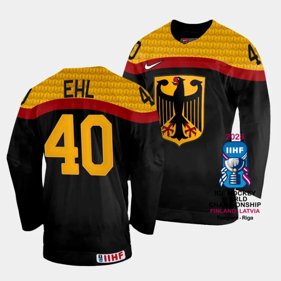 germany alexander ehl 2023 iihf world championship black away jersey