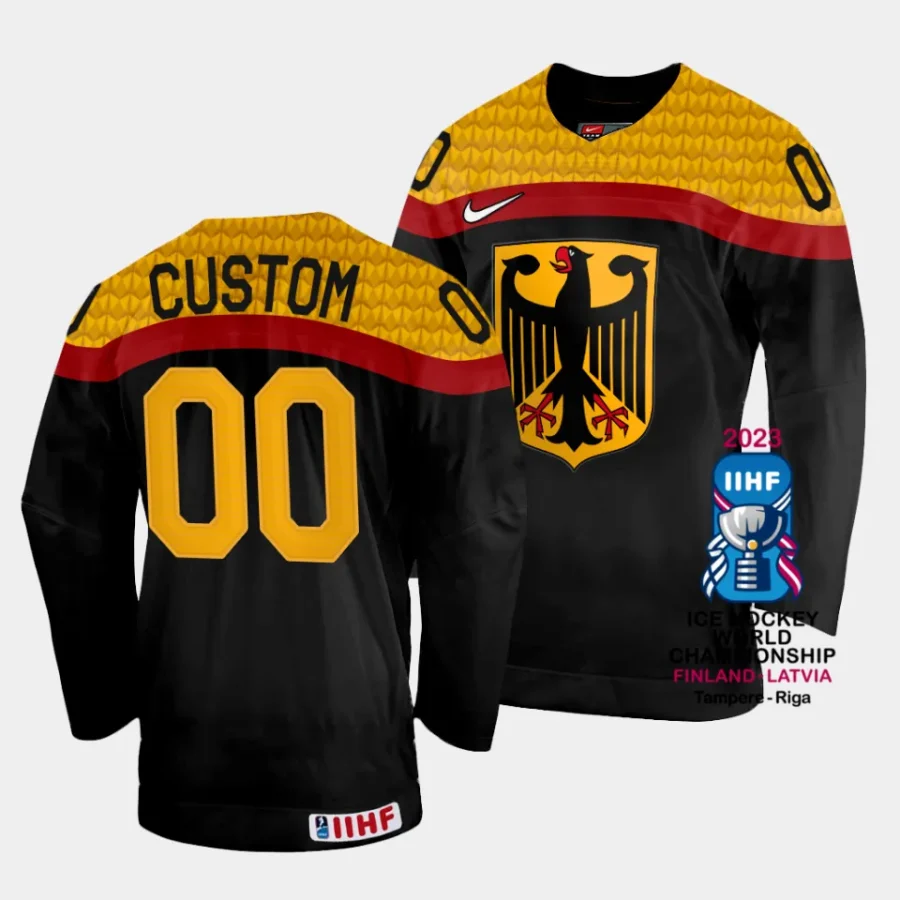 germany custom 2023 iihf world championship black away jersey