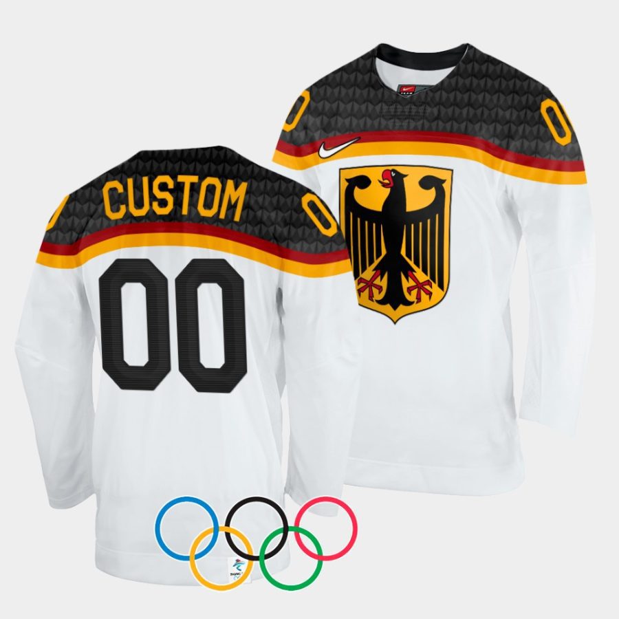 germany hockey custom 2022 winter olympics white home jersey