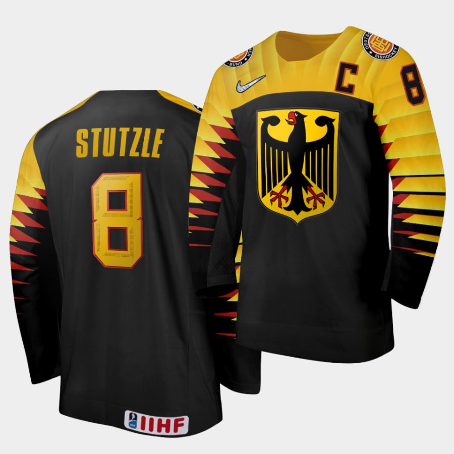 germany tim stutzle 2021 iihf world junior championship black away jersey