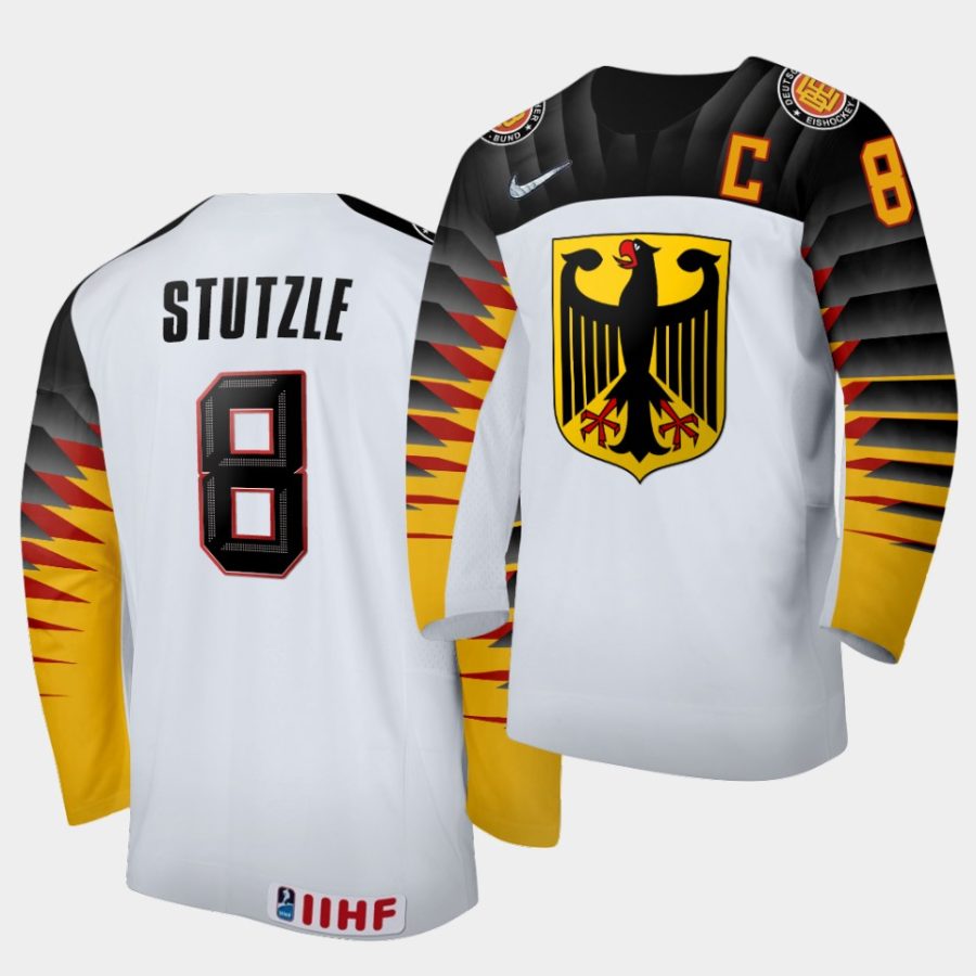 germany tim stutzle 2021 iihf world junior championship white home jersey