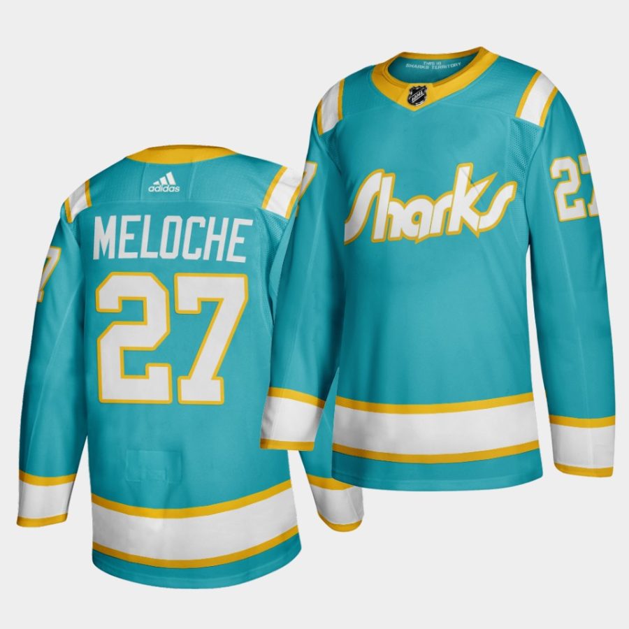 gilles meloche sharks teal 2020 throwback authentic player jersey