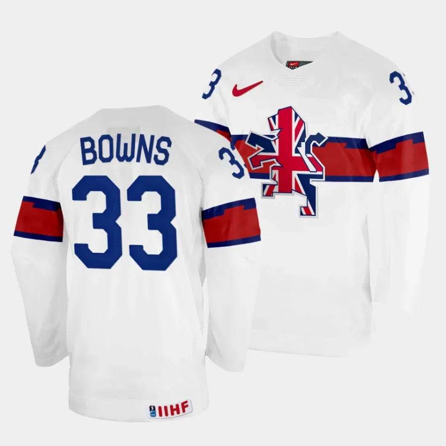 great britain ben bowns 2024 ice hockey world championship white top level jersey