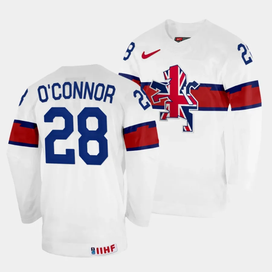 great britain ben oconnor 2024 ice hockey world championship white top level jersey