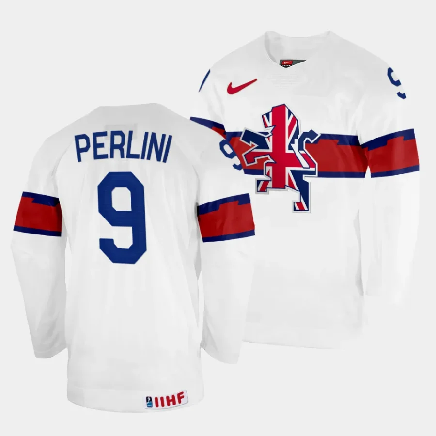 great britain brett perlini 2024 ice hockey world championship white top level jersey