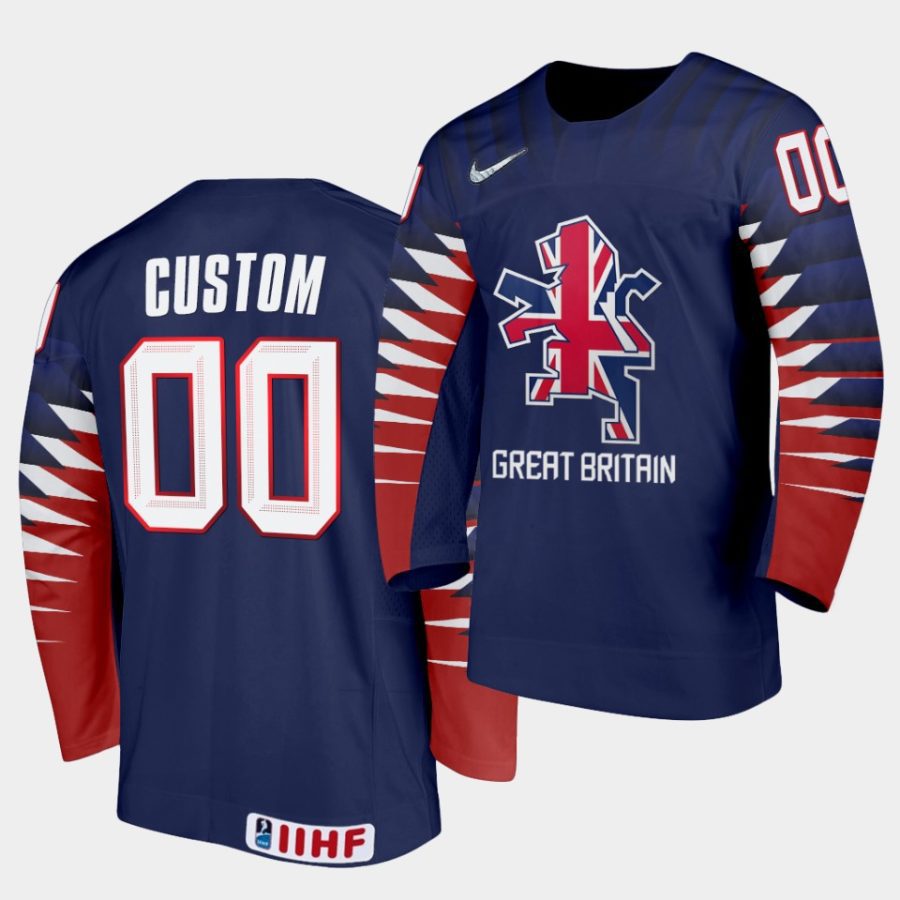 great britain custom 2021 iihf world championship blue away jersey