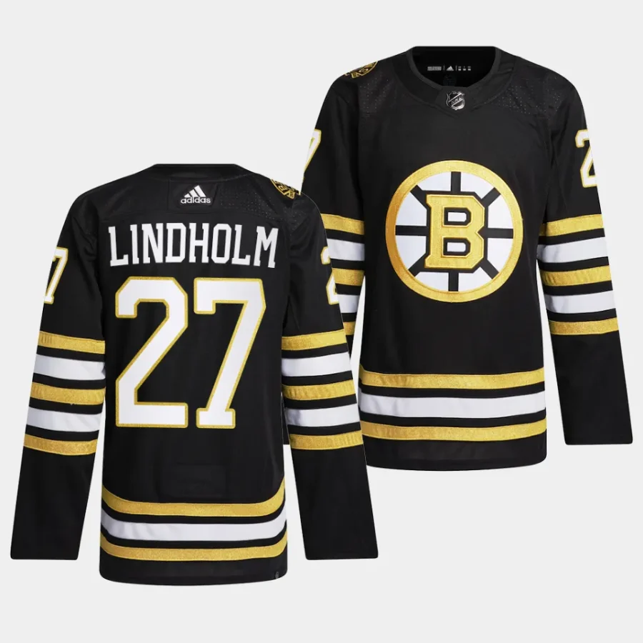 hampus lindholm bruins black 2023 24100th anniversary primegreen jersey