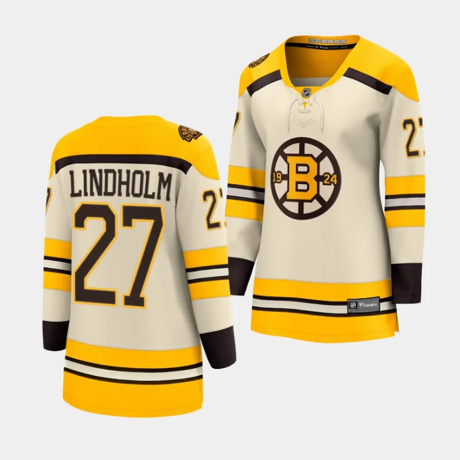 hampus lindholm bruins cream 2023 24100th anniversary premier womenjersey