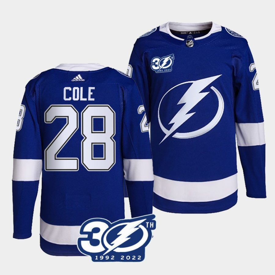 ian cole lightning blue 1992 202230th season authentic home jersey