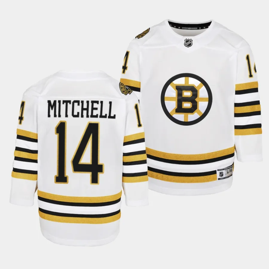 ian mitchell bruins 2023 24100th anniversary youth white jersey