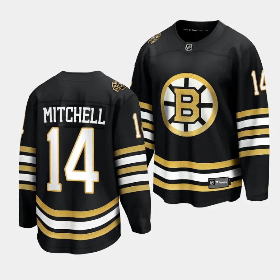 ian mitchell bruins black 2023 24 100th anniversary premier jersey