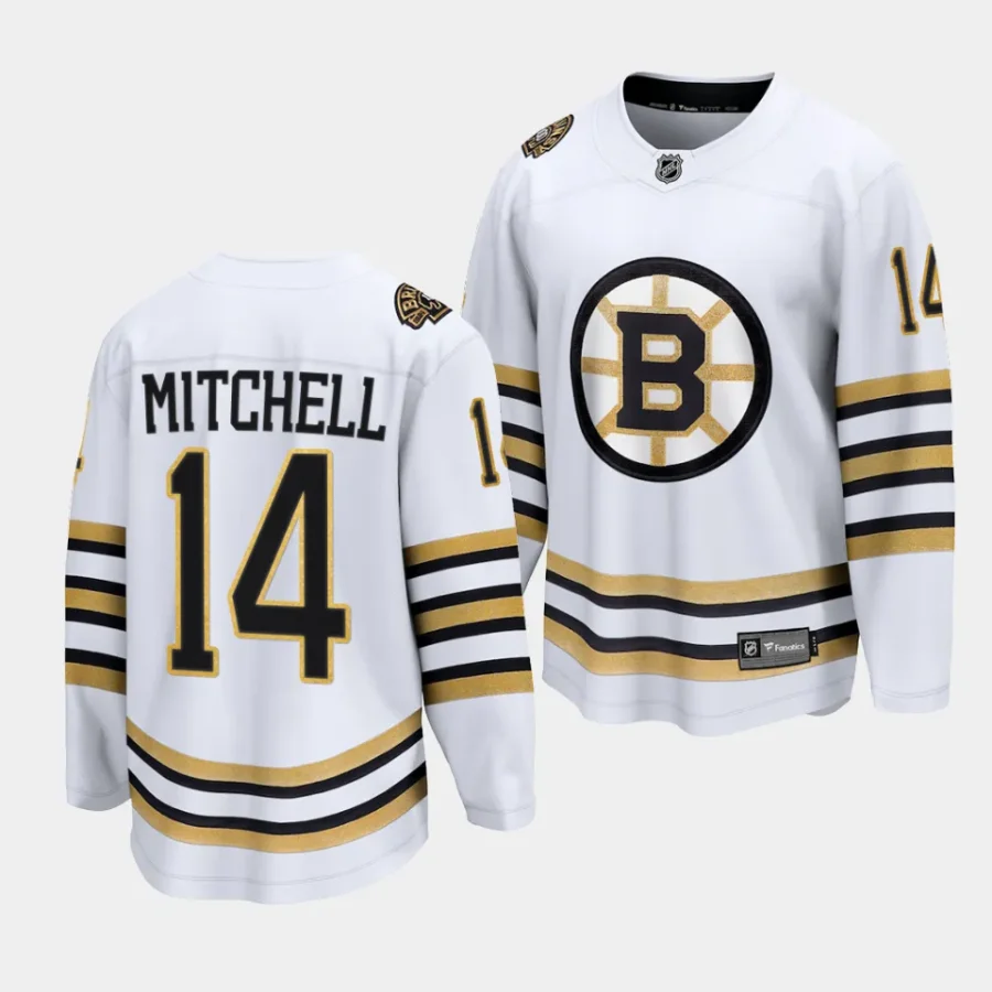 ian mitchell bruins white 2023 24100th anniversary premier jersey