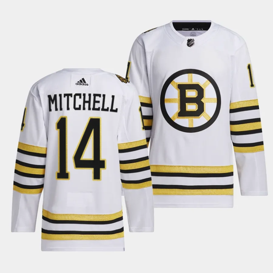 ian mitchell bruins white 2023 24100th anniversary primegreen authentic playerjersey