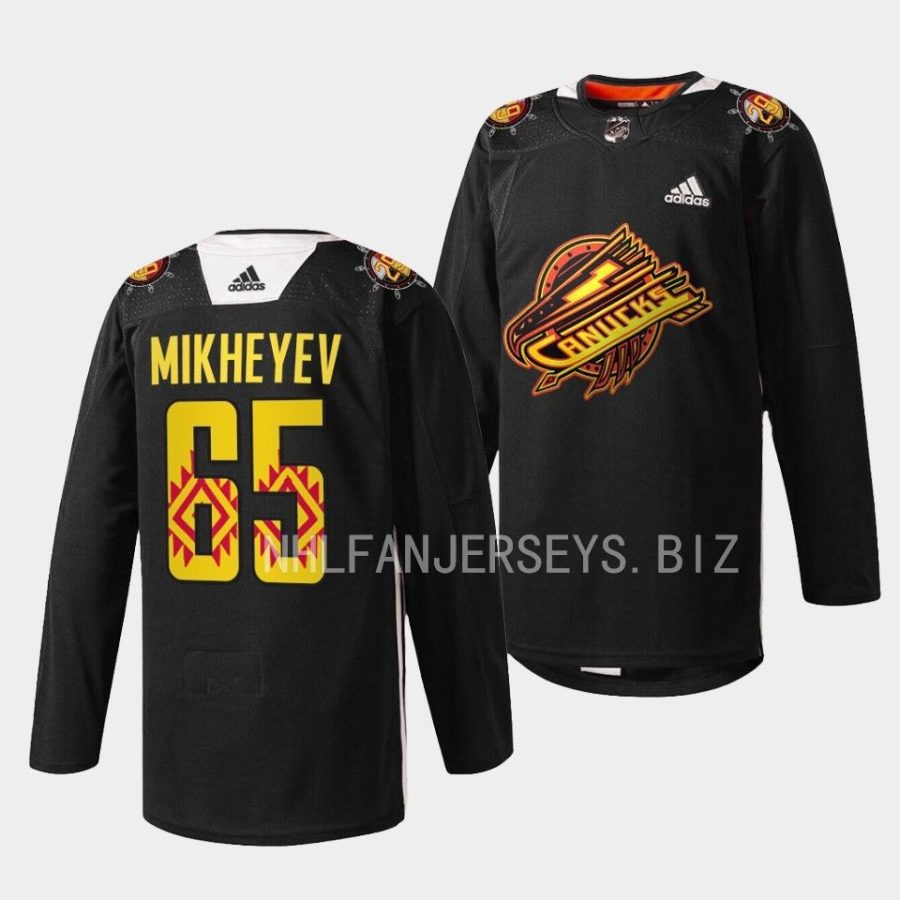 ilya mikheyev canucks black 2023first nations celebration warm up jersey