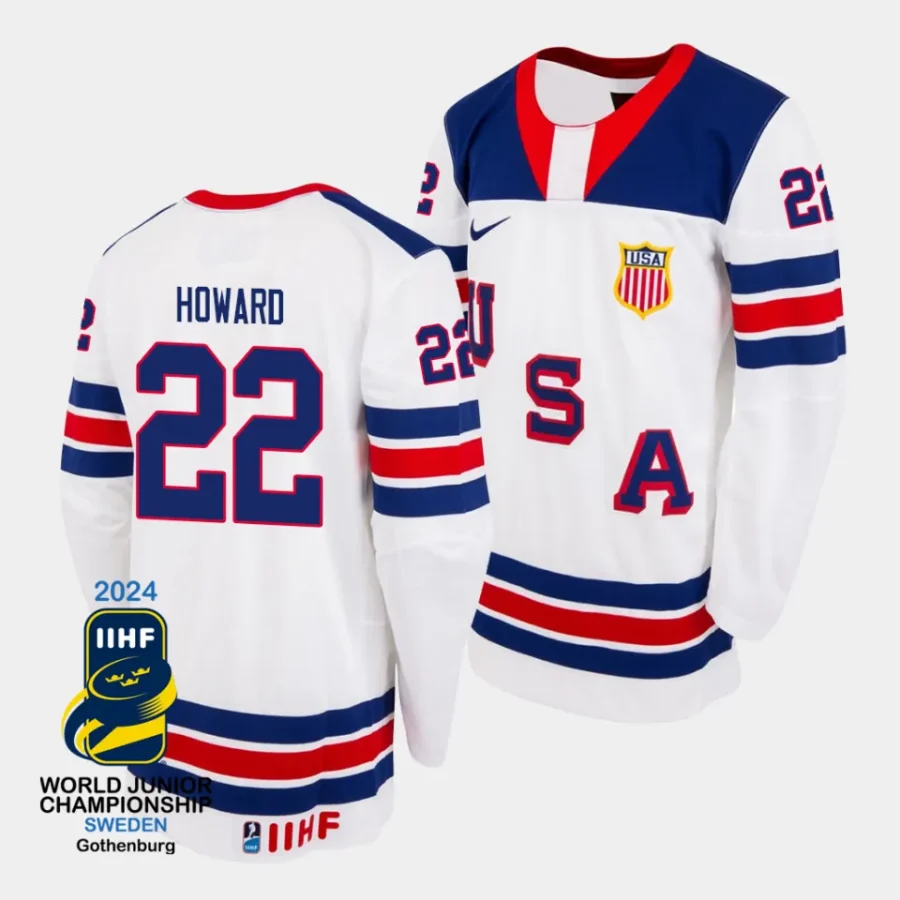 isaac howard usa 2024 iihf world junior champions white jersey