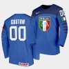 italy custom 2021 iihf world championship blue away jersey